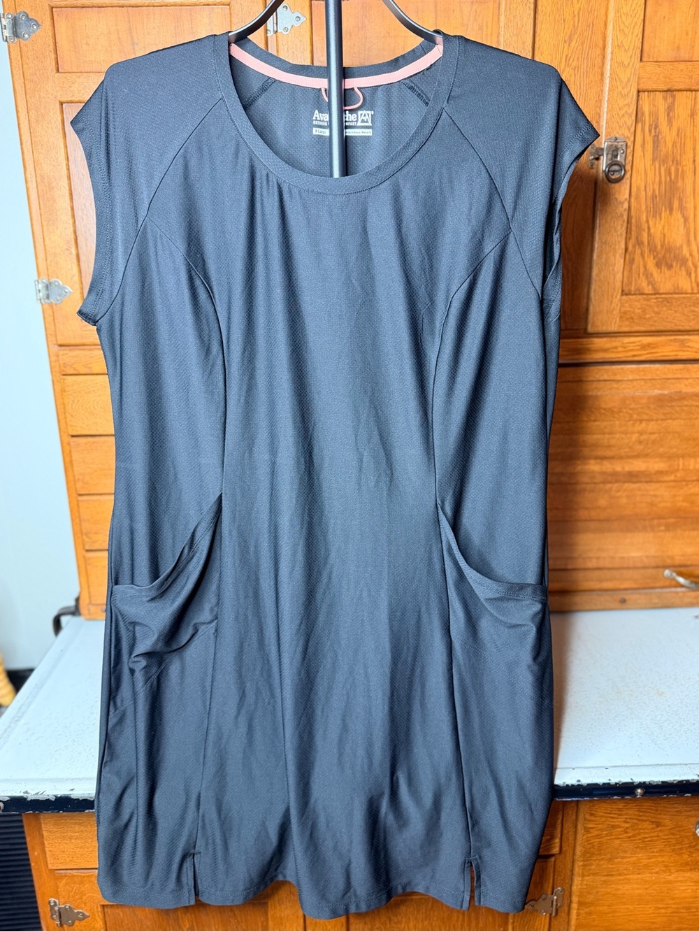 Avalanche Women's Black Active Short-Sleeve Tunic Dress with Pockets